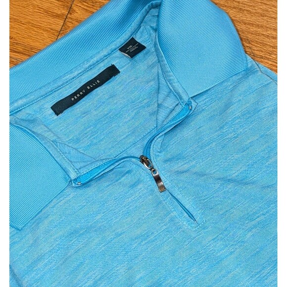 Perry Ellis Size XXL Bright Blue Heathered 1/4 Zip Polo Athletic Shirt - Picture 1 of 8